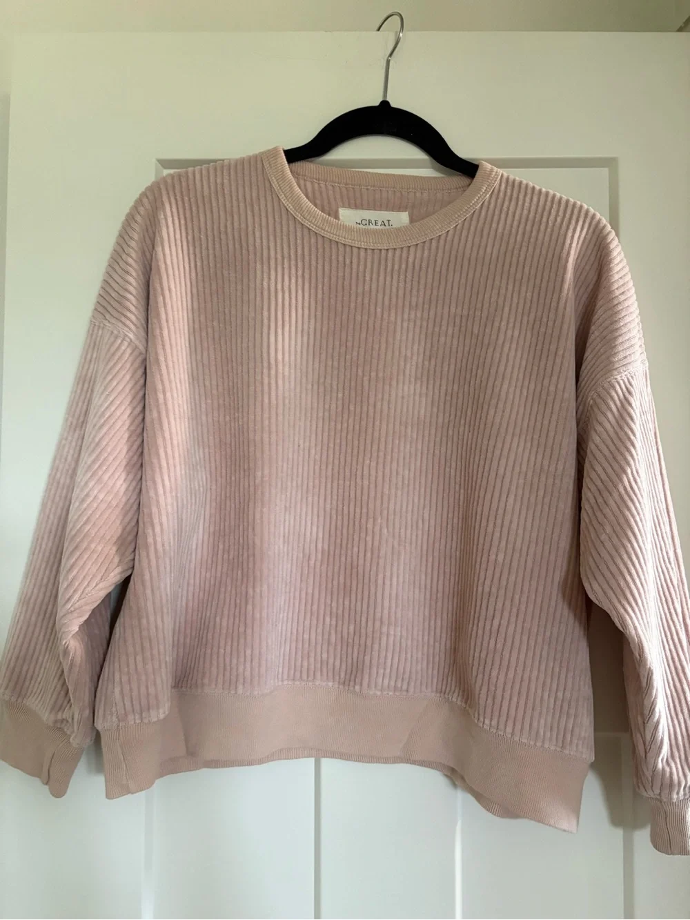 THE GREAT. Heirloom Pink Corduroy Velour Sweat Set pants size 0/ top size 1